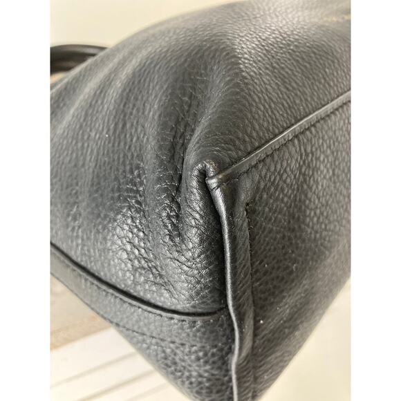 VINCE CAMUTO MEDIUM BLACK PEBBLED LEATHER TASSEL HANDBAG - Picture 7 of 14